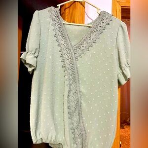 Sage green ladies blouse size XL